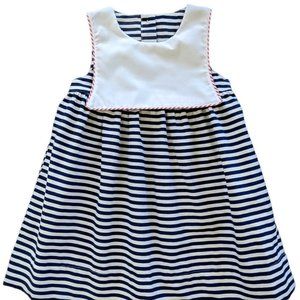 Girls Striped Dress with Square Collar - 24M/2T